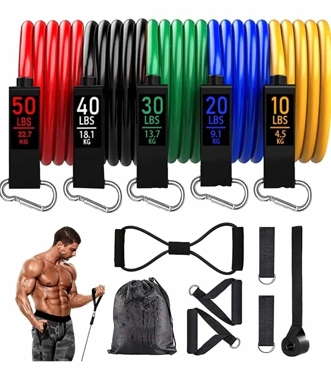 Heavy-Duty Resistance Band Set – 5 Level Exercise Bands for Full Body Strength Training, Home Gym & Fitness Workouts