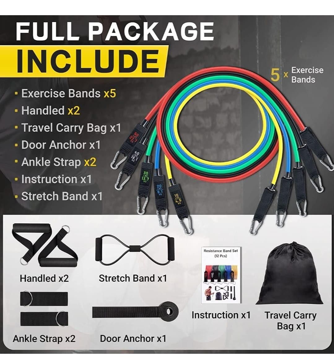 Heavy-Duty Resistance Band Set – 5 Level Exercise Bands for Full Body Strength Training, Home Gym & Fitness Workouts